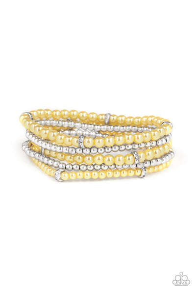 Paparazzi Fiercely Frosted - Yellow Bracelet