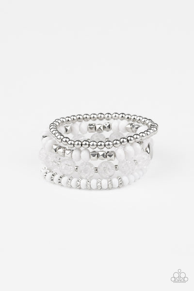 Paparazzi Layered Luster - White Bracelet