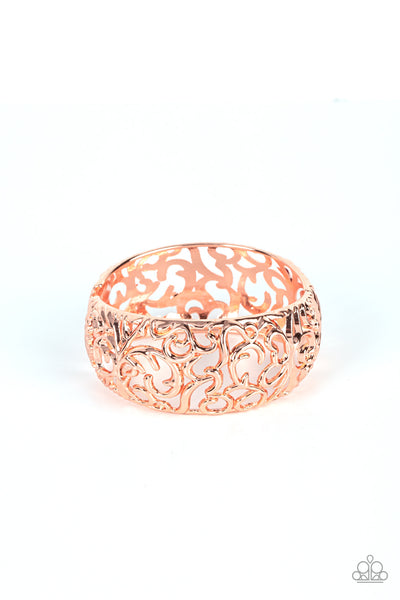 Paparazzi Courtyard Couture - Copper Hinged Bracelet