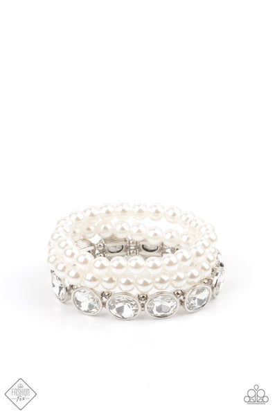 Paparazzi Flawlessly Flattering - White Bracelet