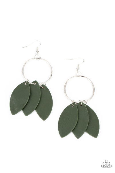 Paparazzi Leafy Laguna Green Earrings