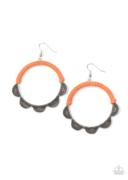 Paparazzi Tambourine Trend Orange Earrings