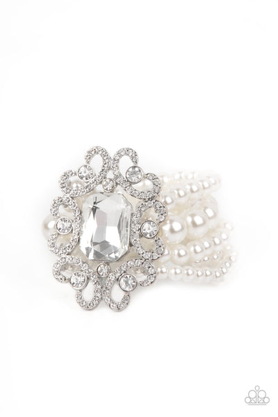 Paparazzi Rule The Room White Pearl Bracelet