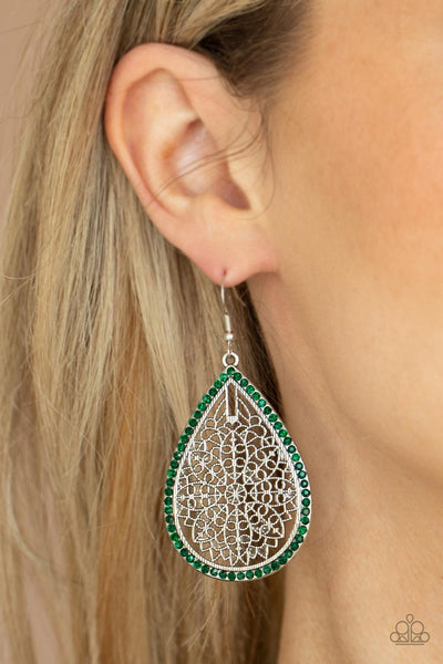 Paparazzi Fleur de Fantasy Green Earrings