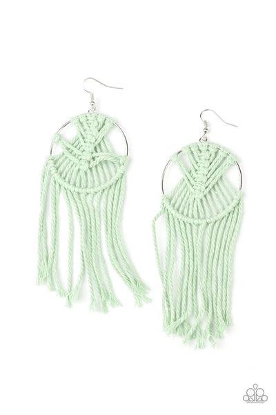 Paparazzi MACRAME, Myself, and I - Green Earrings