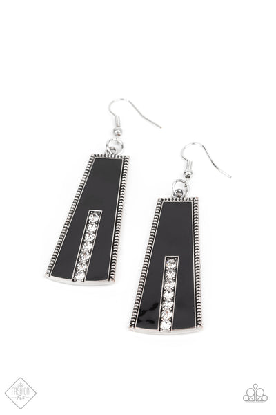 Paparazzi Demandingly Deco Black Earrings