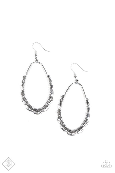 Paparazzi RUFFLE Around the Edges August Fashion Fix- Silver Earrings