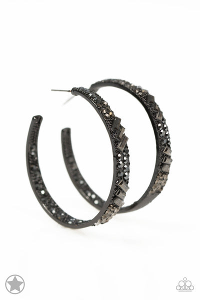 Paparazzi GLITZY By Association Black Blockbuster Earrings