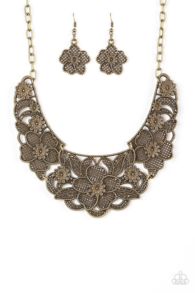 Paparazzi Petunia Paradise - Brass Necklace