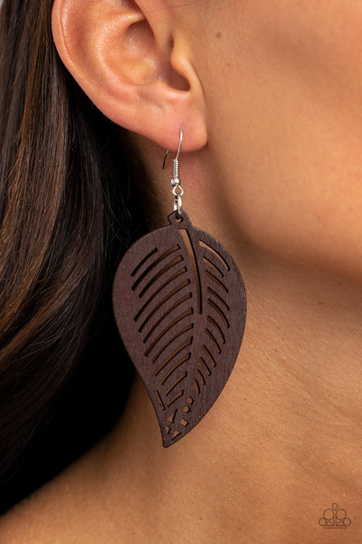Paparazzi Tropical Foliage - Brown Earrings