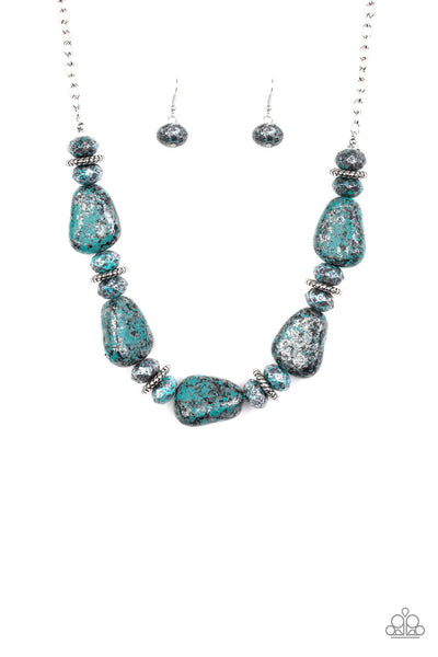 Paparazzi Prehistoric Fashionista Necklace and Stone Age Envy Bracelet Blue Set