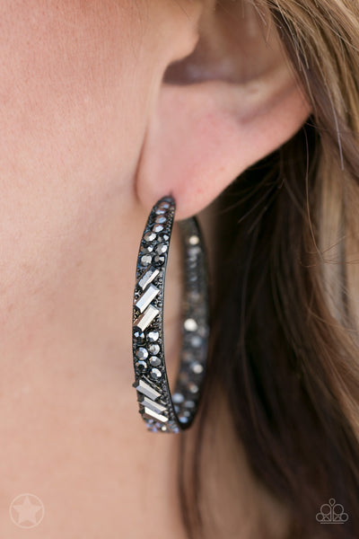 Paparazzi GLITZY By Association Black Blockbuster Earrings