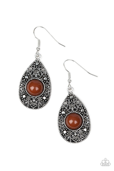 Paparazzi From POP To Bottom - Brown Earrings
