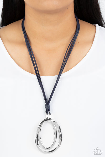 Paparazzi Long OVAL-due - Blue Necklace