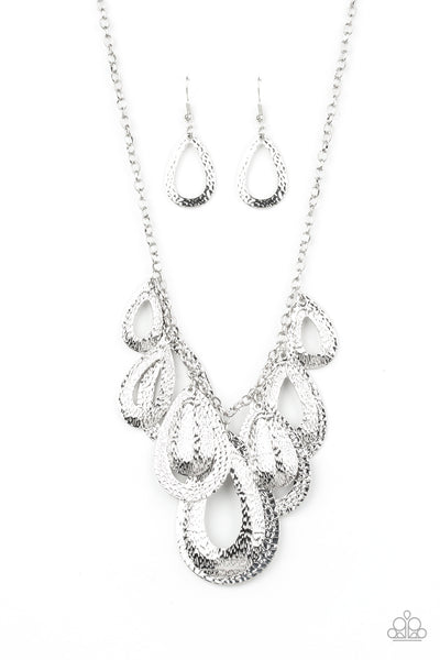 Paparazzi Teardrop Tempest - Silver Necklace