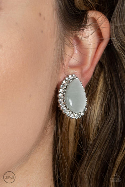 Paparazzi Downright Demure - White Clip on Earrings