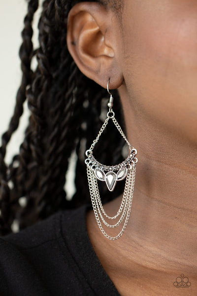 Paparazzi Burst Into Tiers Silver Earrings