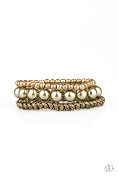 Paparazzi A PEARLfect Ten Brass Bracelet