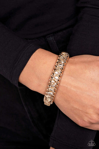 Paparazzi Crafted Coals - Gold Hinged Bangle Bracelet