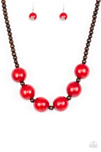 Paparazzi Oh My Miami - Red Wooden Necklace