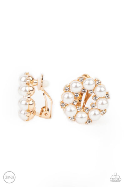 Paparazzi Roundabout Ritz - clip-on Gold earrings