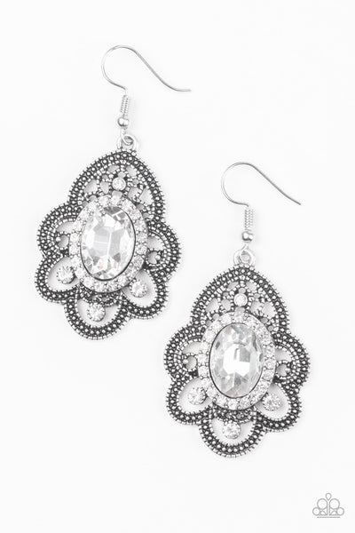 Paparazzi Reign Supreme - White Earrings