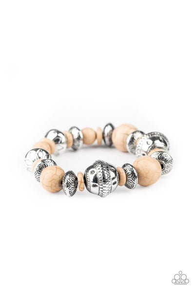 Paparazzi Majestic Masonry - Brown Bracelet