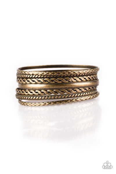 Paparazzi Rattle and Roll - Brass Bangle Bracelet