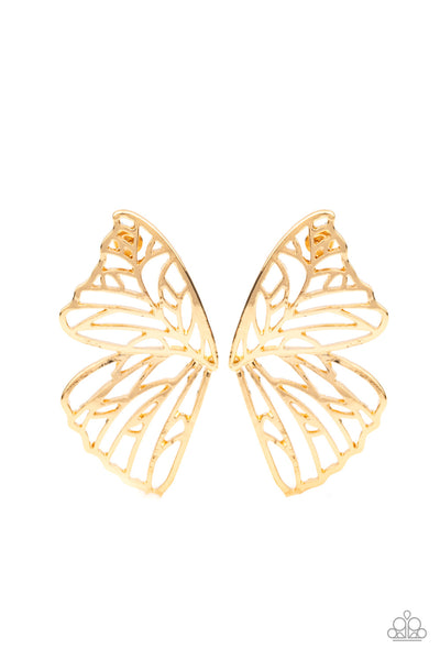 Paparazzi Butterfly Frills Gold Earrings