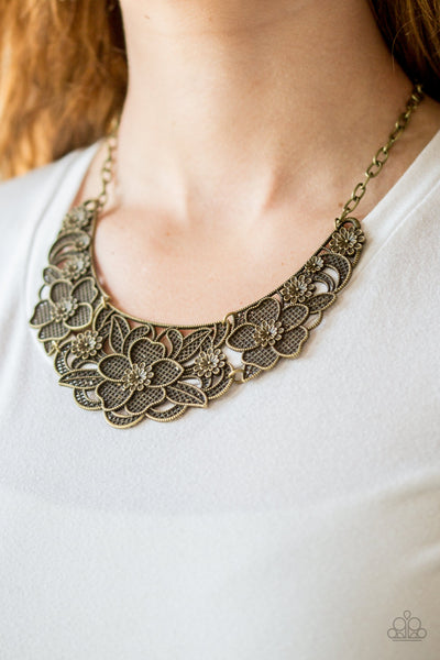 Paparazzi Petunia Paradise - Brass Necklace
