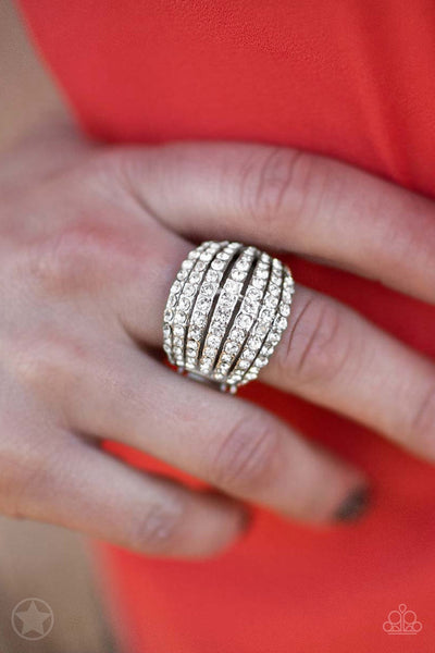 Paparazzi Blinding Brilliance Blockbuster White Ring