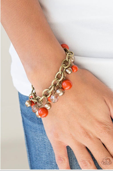 Paparazzi Grit and Glamour- Orange Bracelet