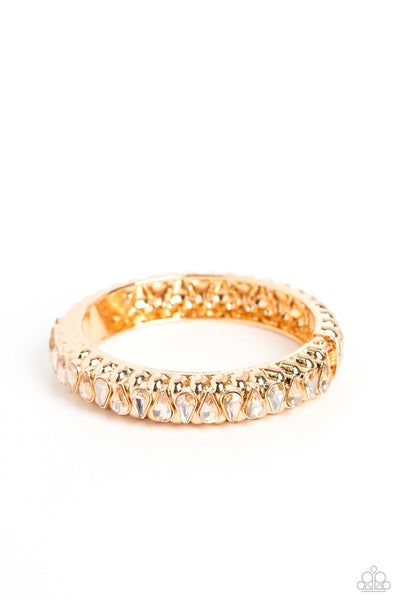 Paparazzi Crafted Coals - Gold Hinged Bangle Bracelet