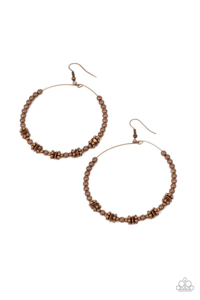 Paparazzi Simple Synchrony - Copper Earrings