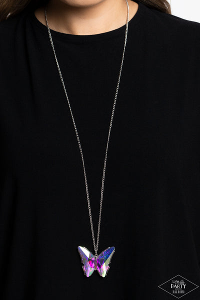 Paparazzi The Social Butterfly Effect - Multi Iridescent Butterfly Necklace