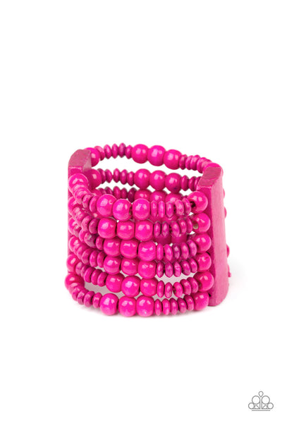 Paparazzi Dont Stop BELIZE-ing - Pink Wooden Bracelet