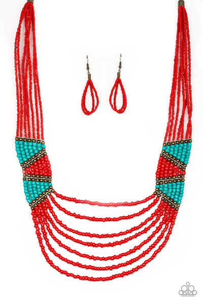 Paparazzi Kickin It Outback - Red necklace