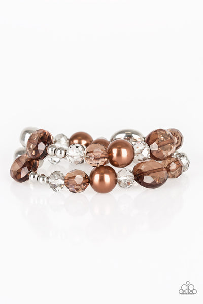 Paparazzi Downtown Dazzle - Brown Bracelet