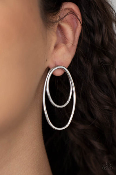 Paparazzi So OVAL-Dramatic - Silver Earrings