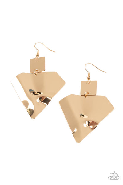 Paparazzi Deceivingly Deco - Gold Earring