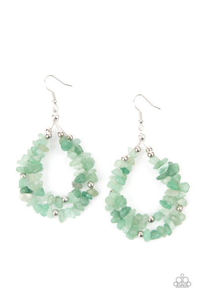 Paparazzi Canyon Rock Art - Green Earrings