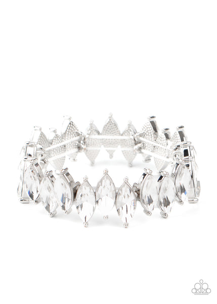 Paparazzi Fiercely Fragmented - White Bracelet