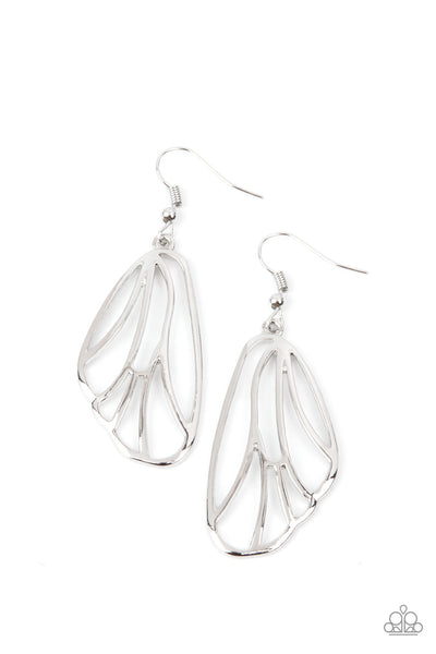 Paparazzi Turn Into A Butterfly - Silver Earrings