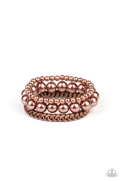 Paparazzi A PEARL-fect Ten - Copper Bracelet