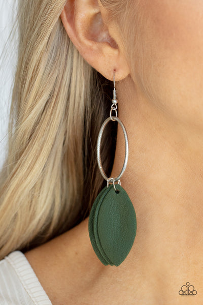 Paparazzi Leafy Laguna Green Earrings