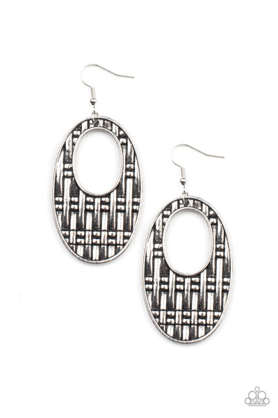 Paparazzi Engraved Edge Silver Earrings