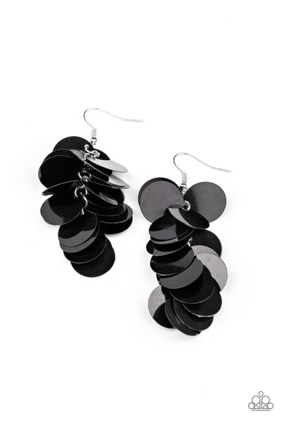 Paparazzi Now You SEQUIN It - Black Earrings