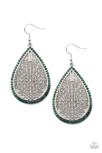 Paparazzi Fleur de Fantasy Green Earrings