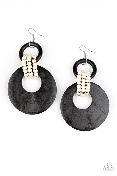 Paparazzi Beach Day Drama Black  Earrings