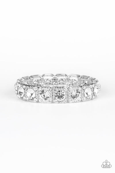 Paparazzi Blinged Out  White Bracelet